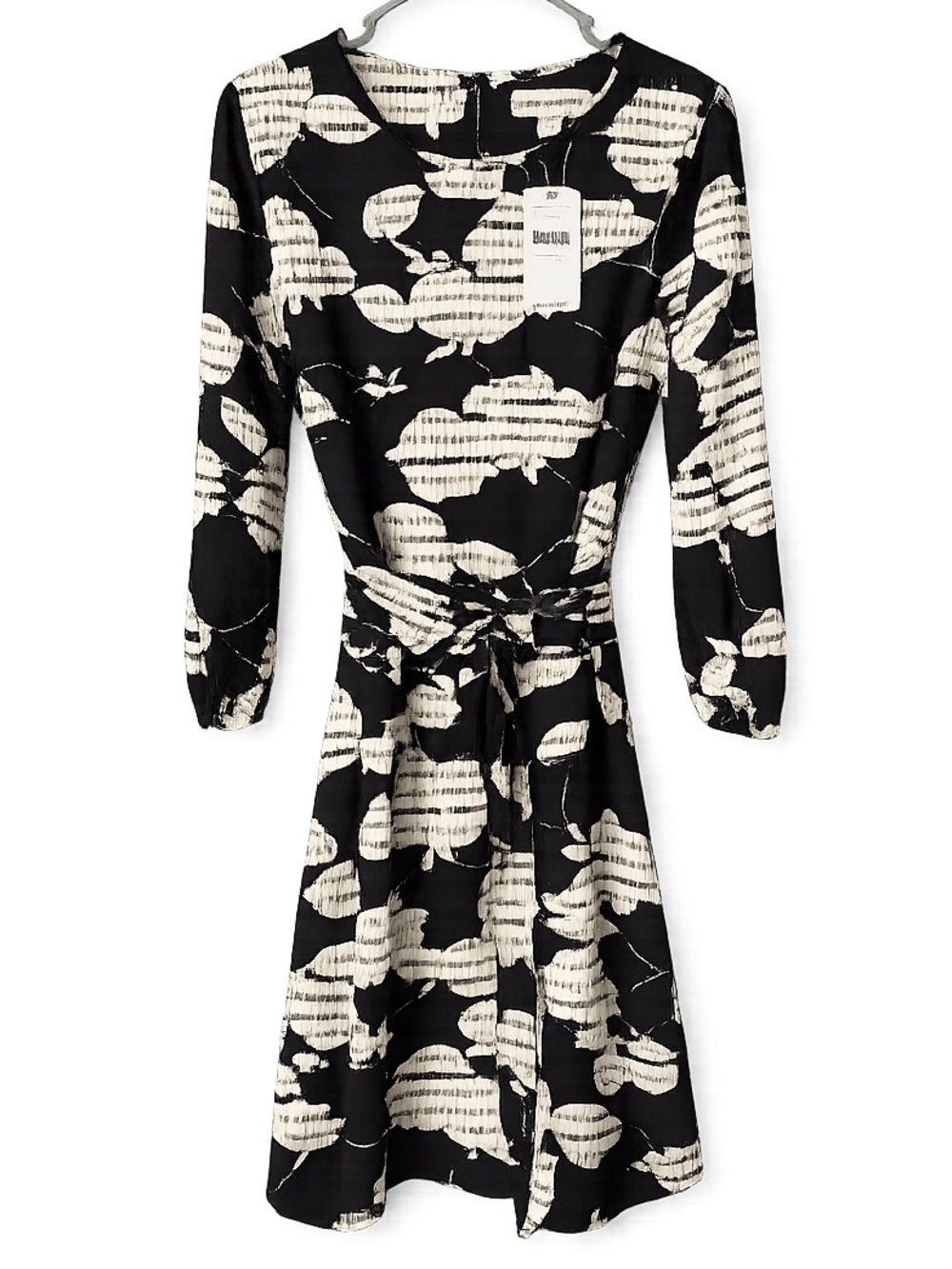 Anthropologie The Odells Eden Mini Dress XS Black White Belted Academic $248